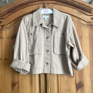 NWOT ASOS Topshop Cropped Lightweight Shacket in Stone